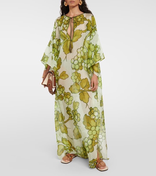 Printed silk kaftan