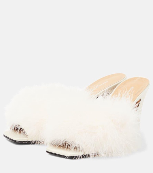 Feather-embellished mules