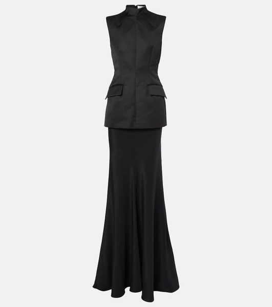 Satin and crepe de chine gown