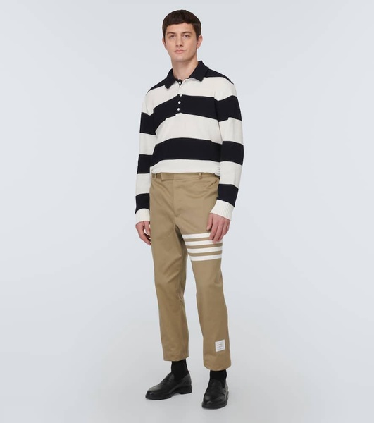 Striped cotton polo sweater