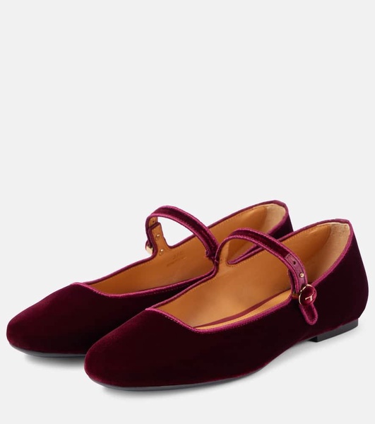 Velvet Mary Jane flats