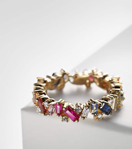 Rainbow Frenzy 18kt gold, diamond and sapphire ring