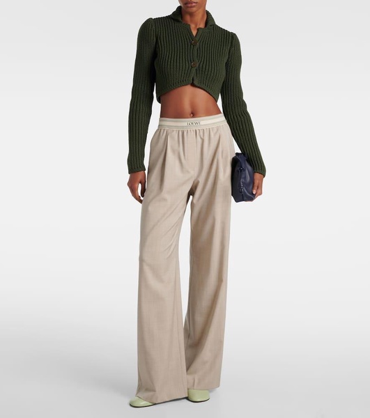 Logo wool palazzo pants