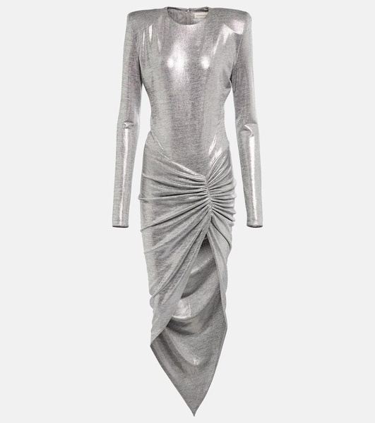 Metallic jersey midi dress