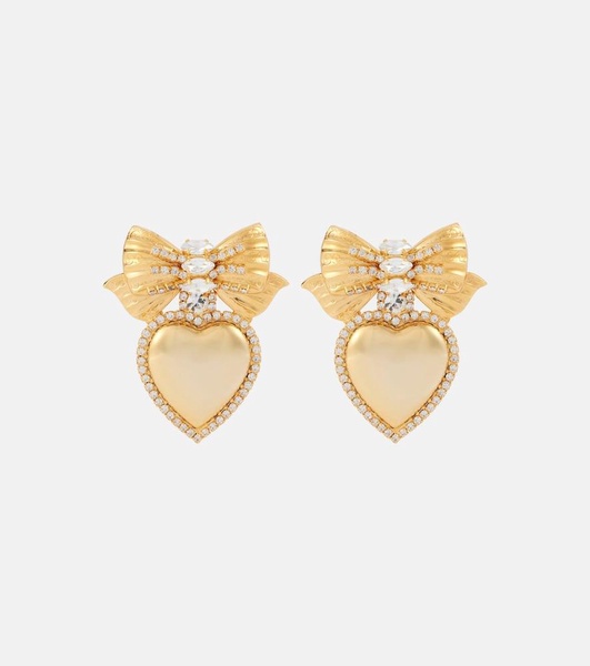 Heart crystal-embellished clip-on earrings