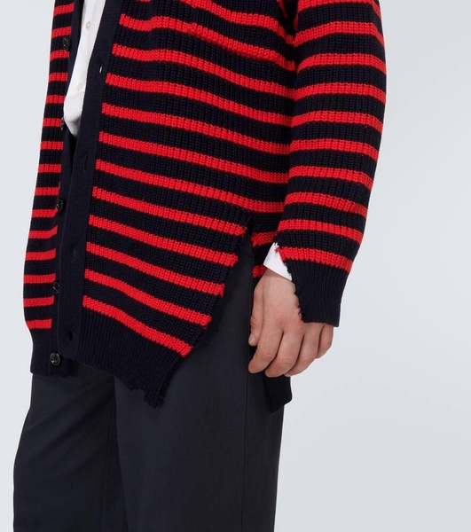 Striped virgin wool cardigan