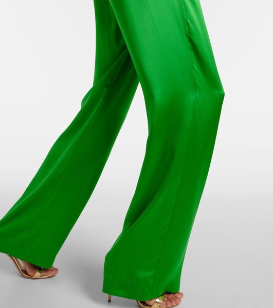 Pleated silk wide-leg pants