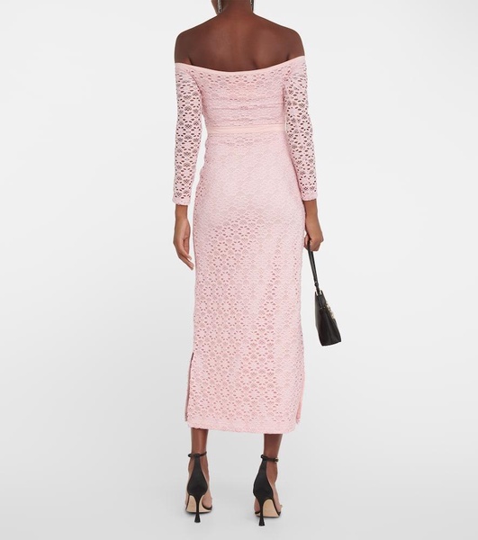 Off-shoulder lace midi dress