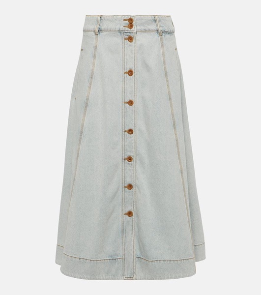 August denim midi skirt