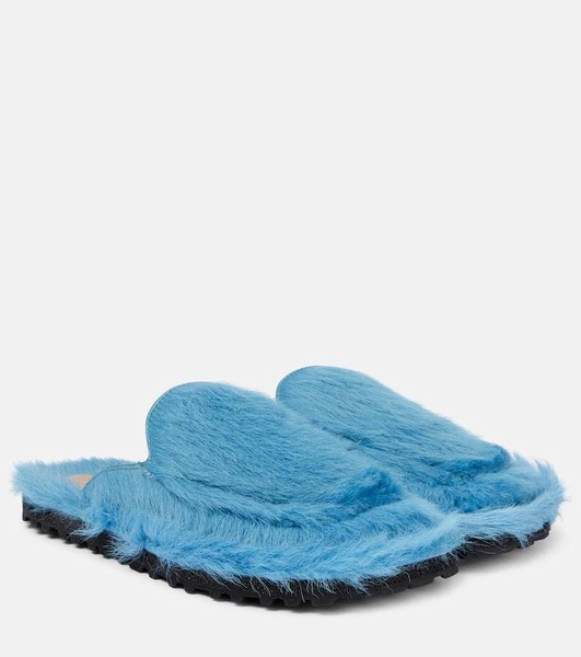 Calf hair slippers