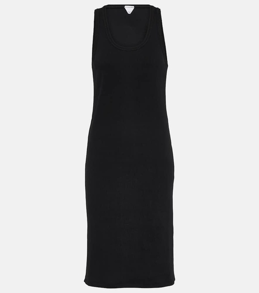 Ribbed-knit cotton jersey midi dress