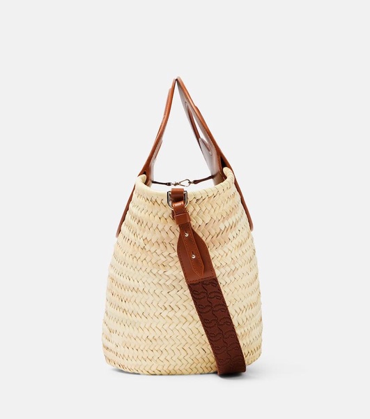 Biloumoon straw and leather basket bag