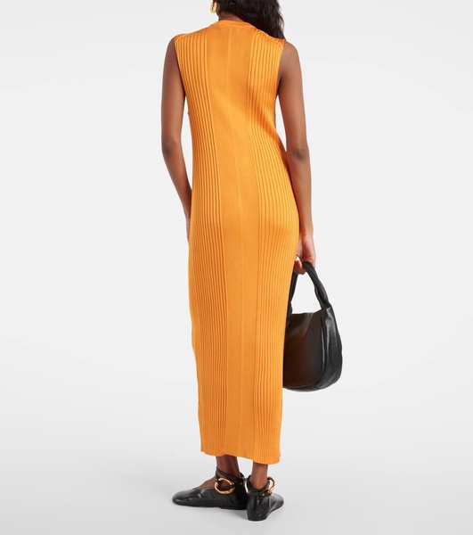 Ribbed-knit jersey maxi dress