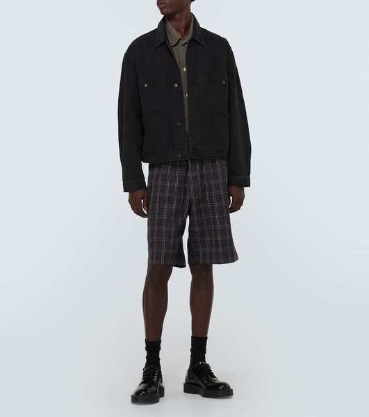 Drape checked technical shorts