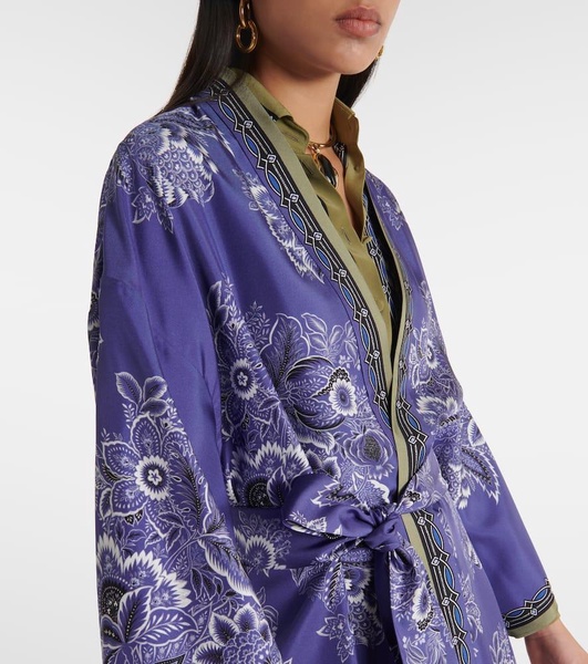 Printed silk twill robe