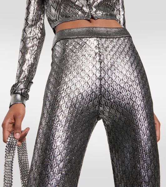 Metallic high-rise flared pants