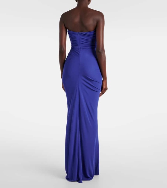 Embellished draped jersey gown