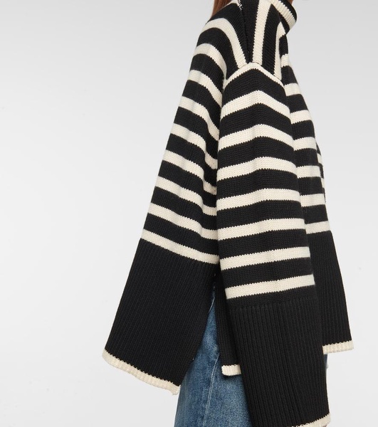 Striped turtleneck wool-blend sweater