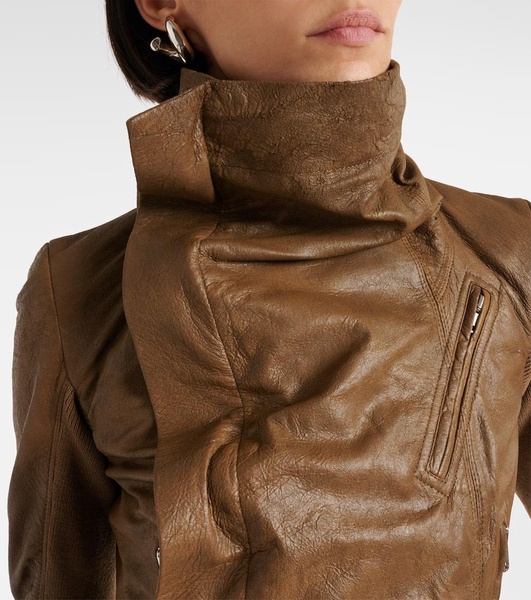 Asymmetric leather biker jacket