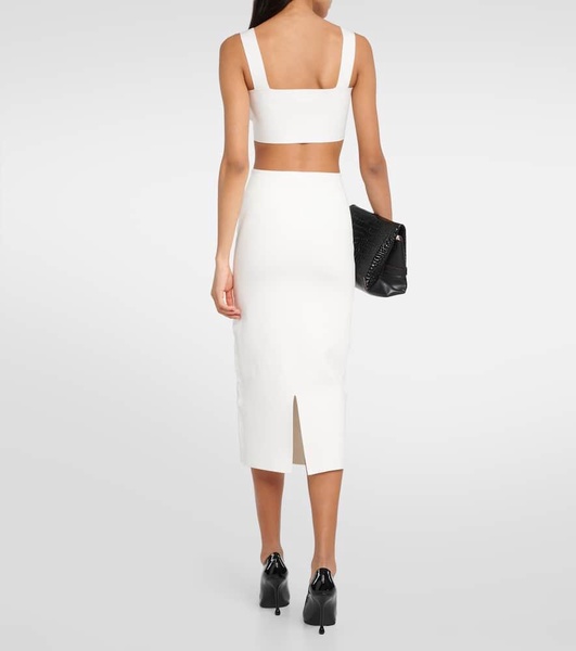 Ribbed-knit high-rise midi skirt