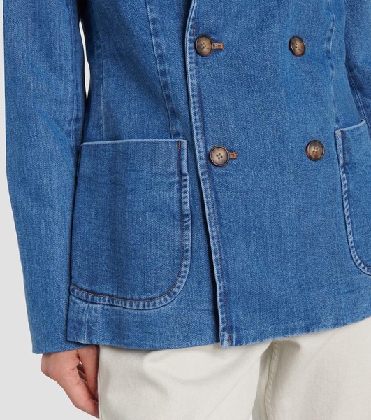 Double-breasted denim blazer