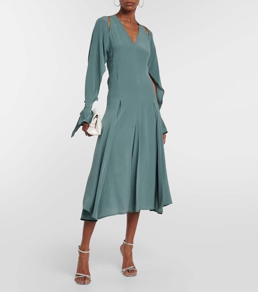 Trench cutout silk midi dress