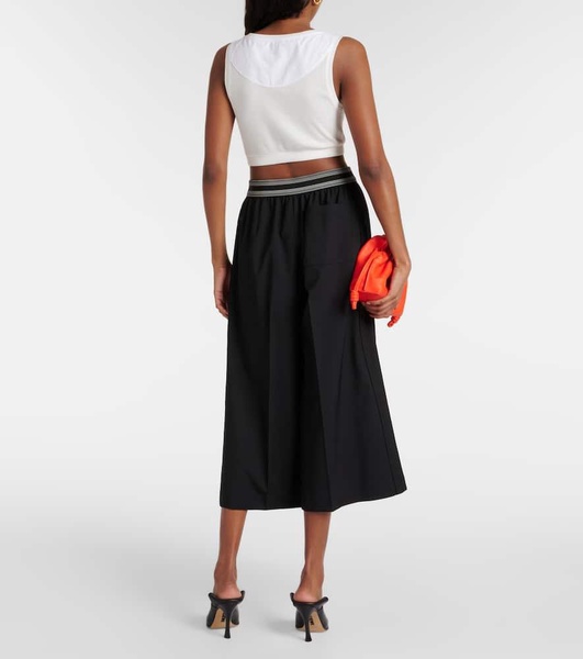 Cropped wool wide-leg pants