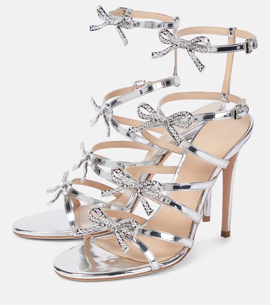 Silver Love Bow embellished sandals