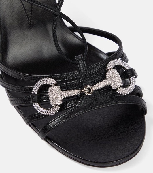 Black Horsebit-Embellished Sandals