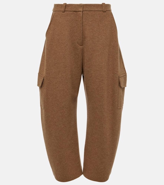 Mid-rise cashmere-blend wide-leg pants