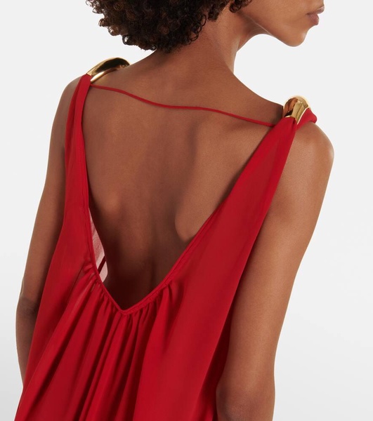 Holiday open-back chiffon maxi dress