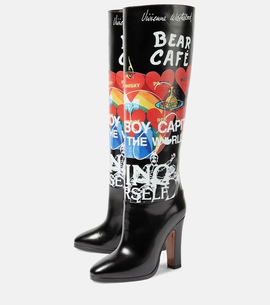 Midas printed leather knee-high boots