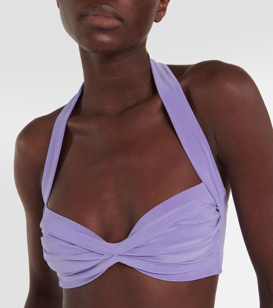 Bill ruched halterneck bikini top