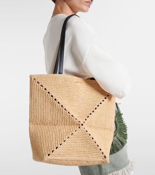 Paula's Ibiza Puzzle Fold raffia tote bag