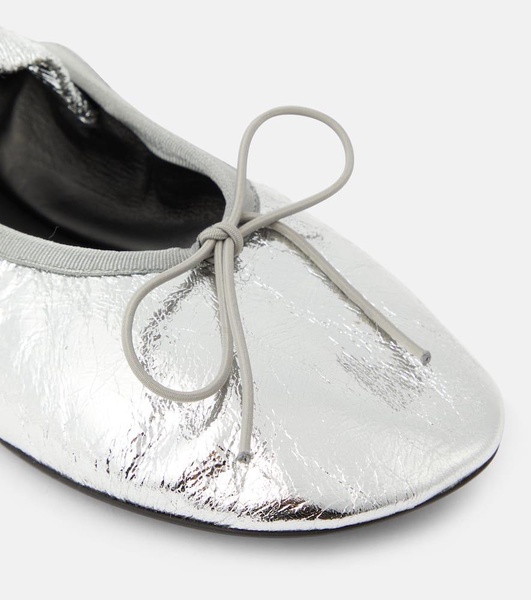 Metallic leather ballet flats