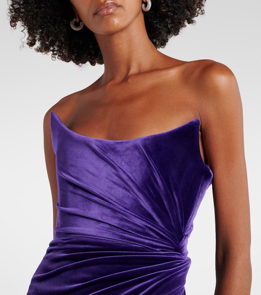 Draped velvet corset gown