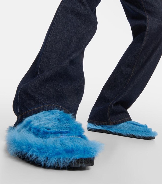 Calf hair slippers