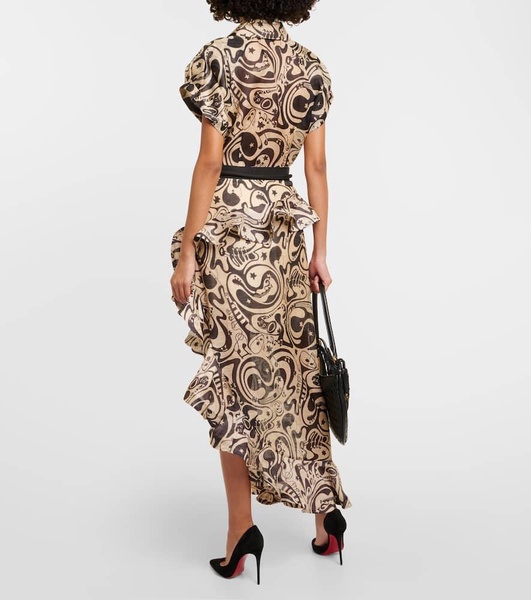 Matchmaker linen and silk midi skirt