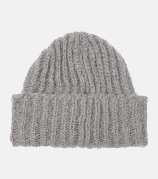 Logo ribbed-knit mohair-blend beanie