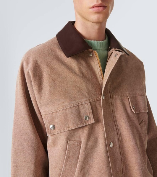 Leather-trimmed cotton canvas jacket