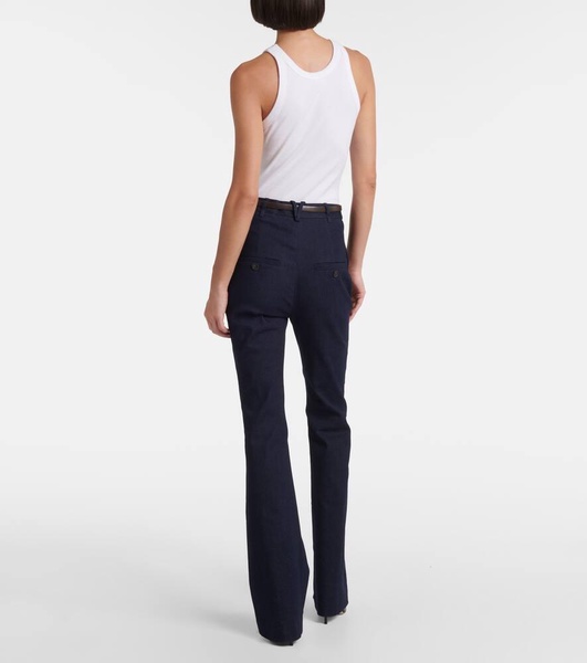 Gracie belted high-rise bootcut jeans