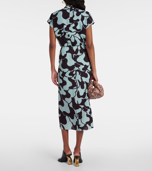 Printed crêpe midi dress