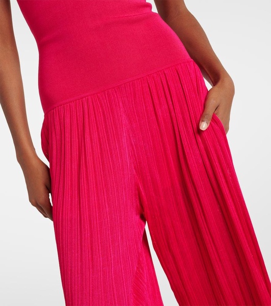 Strapless pleated knitted jumpsuit