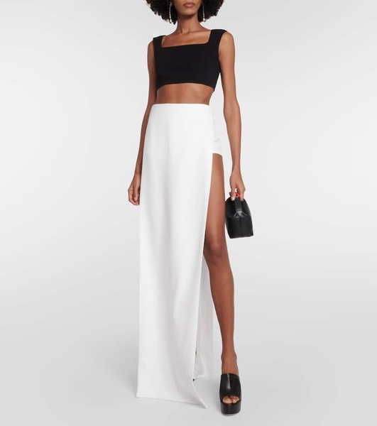 Side-slit jersey maxi skirt