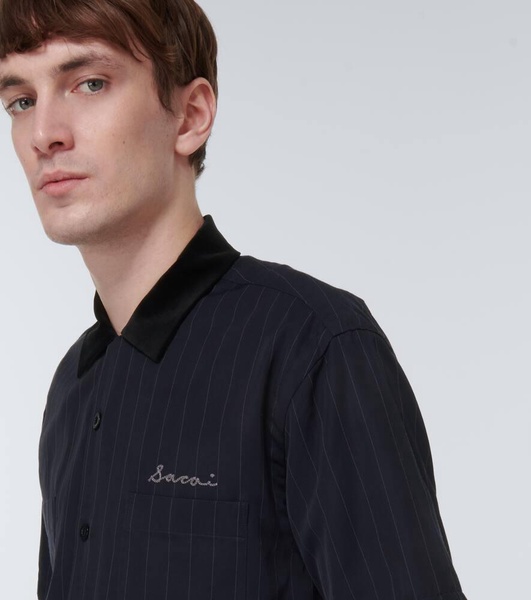 Striped twill bowling shirt