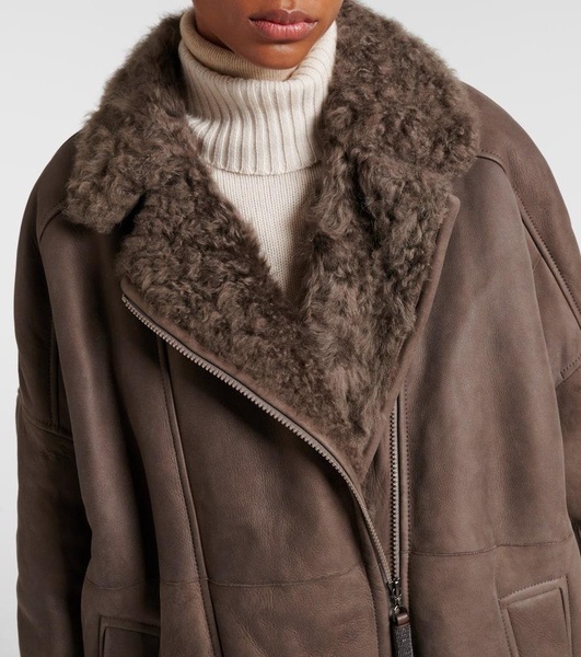 Shearling-lined leather coat