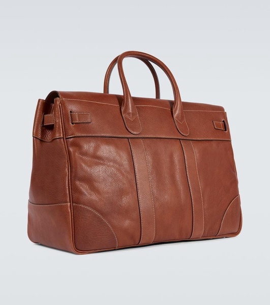 Leather duffel bag