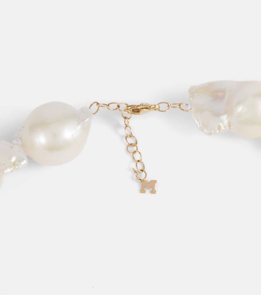 Baroque pearl 14kt gold necklace with diamonds