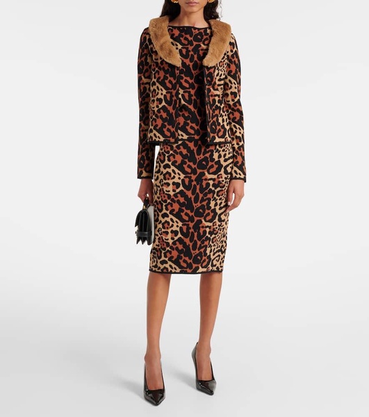 Leopard-print jacquard cardigan