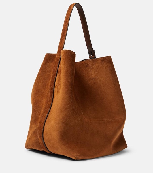 Belted suede tote bag